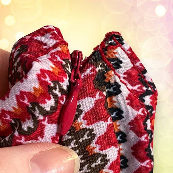 Athleta Red & Orange Abstract Mod Pattern High Stretch Halter Athletic Dress 4 - Picture 10 of 11